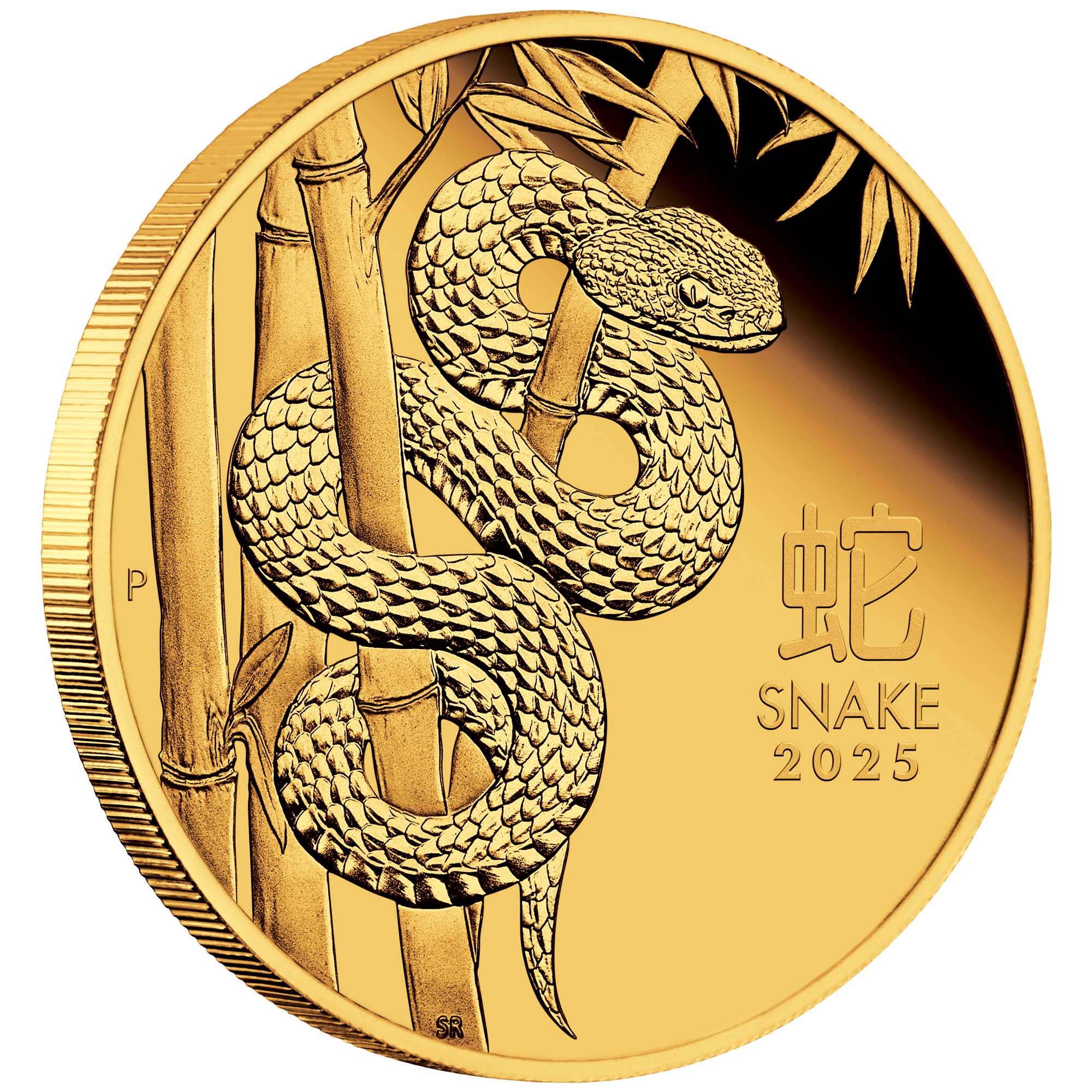 La moneda dedicada a la Serpiente Lunar 2025 en oro