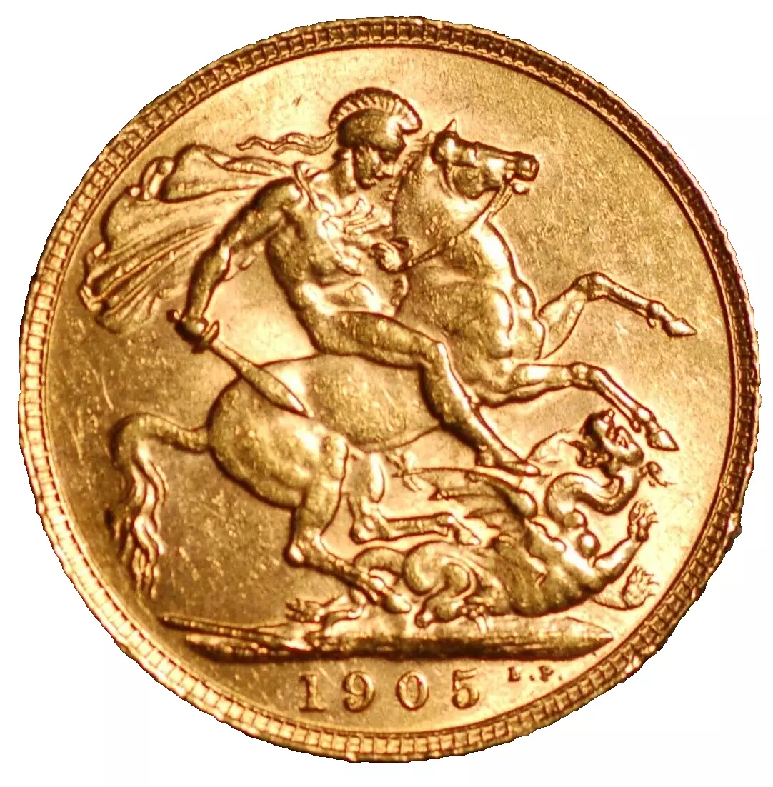 La sterlina d'oro di Edoardo VII rovescio